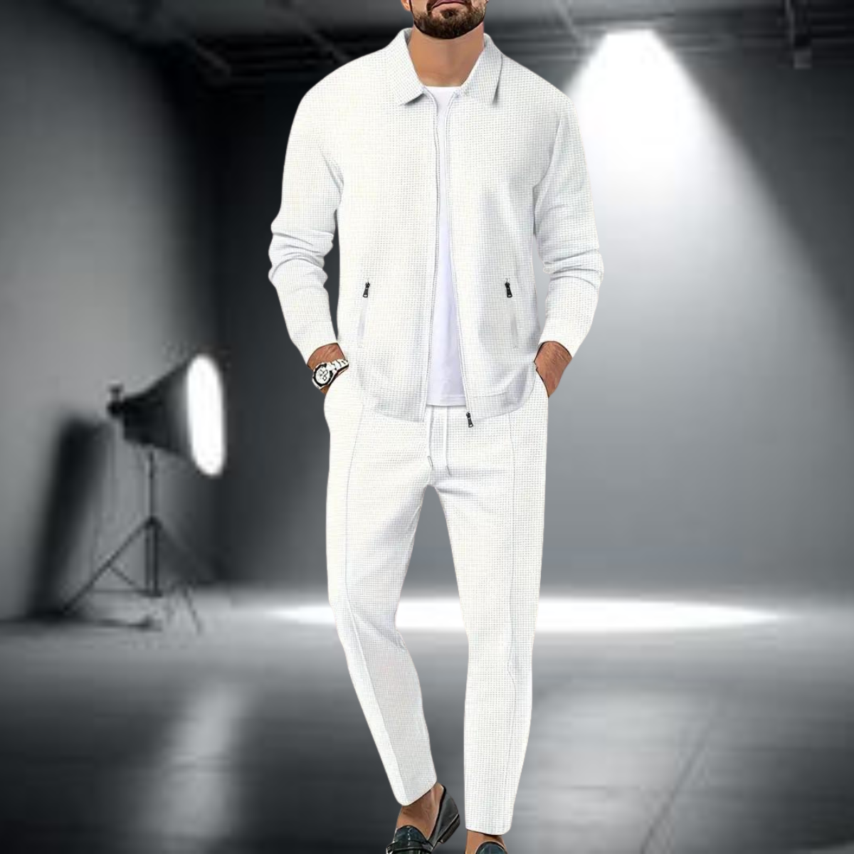 Heren Trainingspak – Stijlvol Vest met Ritssluiting en Joggingbroek, Lichtgewicht Sportset