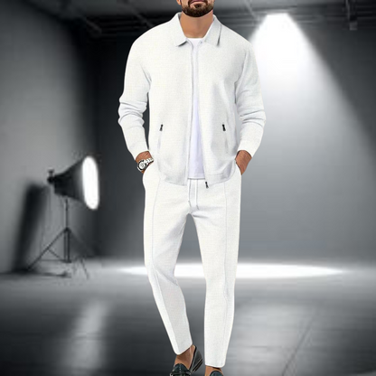 Heren Trainingspak – Stijlvol Vest met Ritssluiting en Joggingbroek, Lichtgewicht Sportset