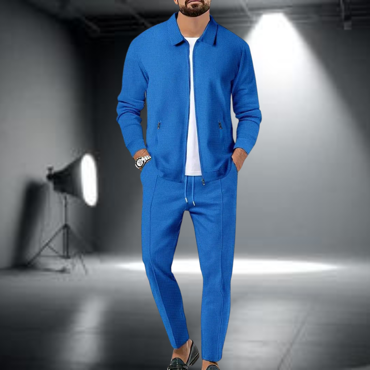 Heren Trainingspak – Stijlvol Vest met Ritssluiting en Joggingbroek, Lichtgewicht Sportset