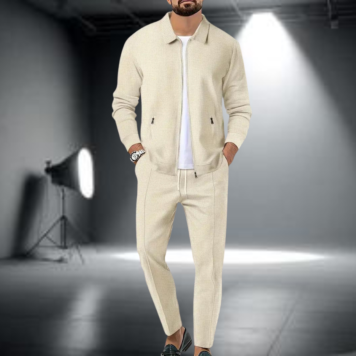 Heren Trainingspak – Stijlvol Vest met Ritssluiting en Joggingbroek, Lichtgewicht Sportset