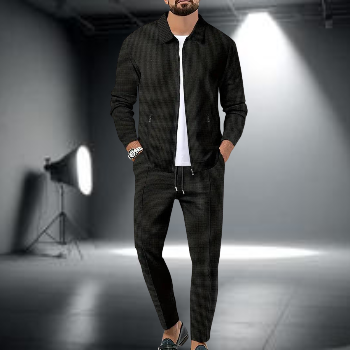 Heren Trainingspak – Stijlvol Vest met Ritssluiting en Joggingbroek, Lichtgewicht Sportset