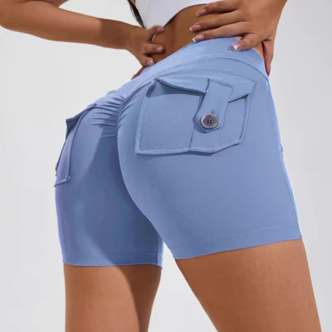 Vrouwelijke Sportshorts Hoge Taille Squat Proof Zwart