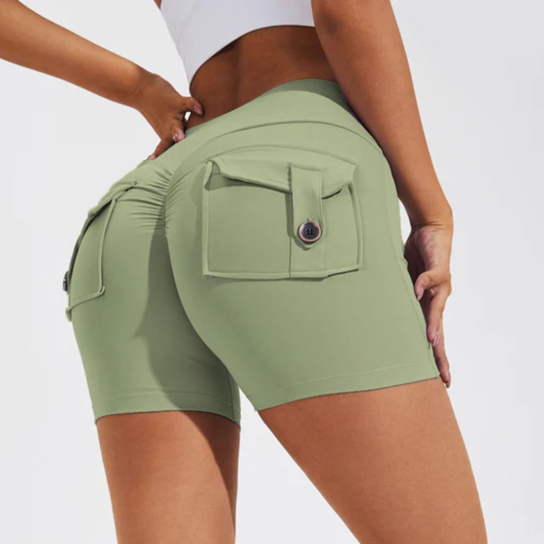 Vrouwelijke Sportshorts Hoge Taille Squat Proof Zwart