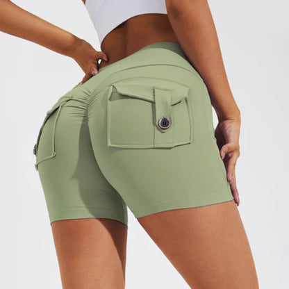 Vrouwelijke Sportshorts Hoge Taille Squat Proof Zwart