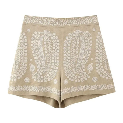 Geborduurde Shorts Hoge Taille Trendy Zomer Mode - Mode Vibes