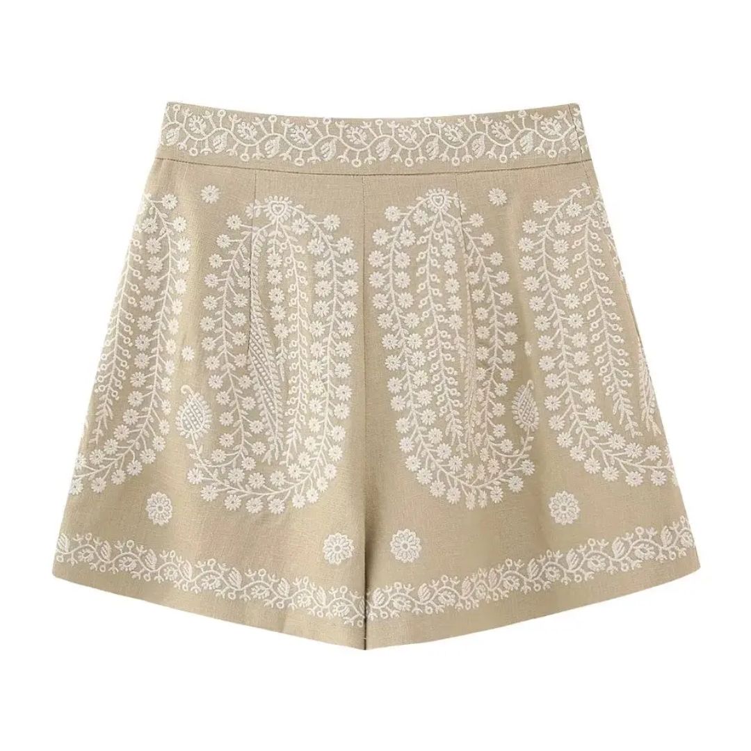Geborduurde Shorts Hoge Taille Trendy Zomer Mode