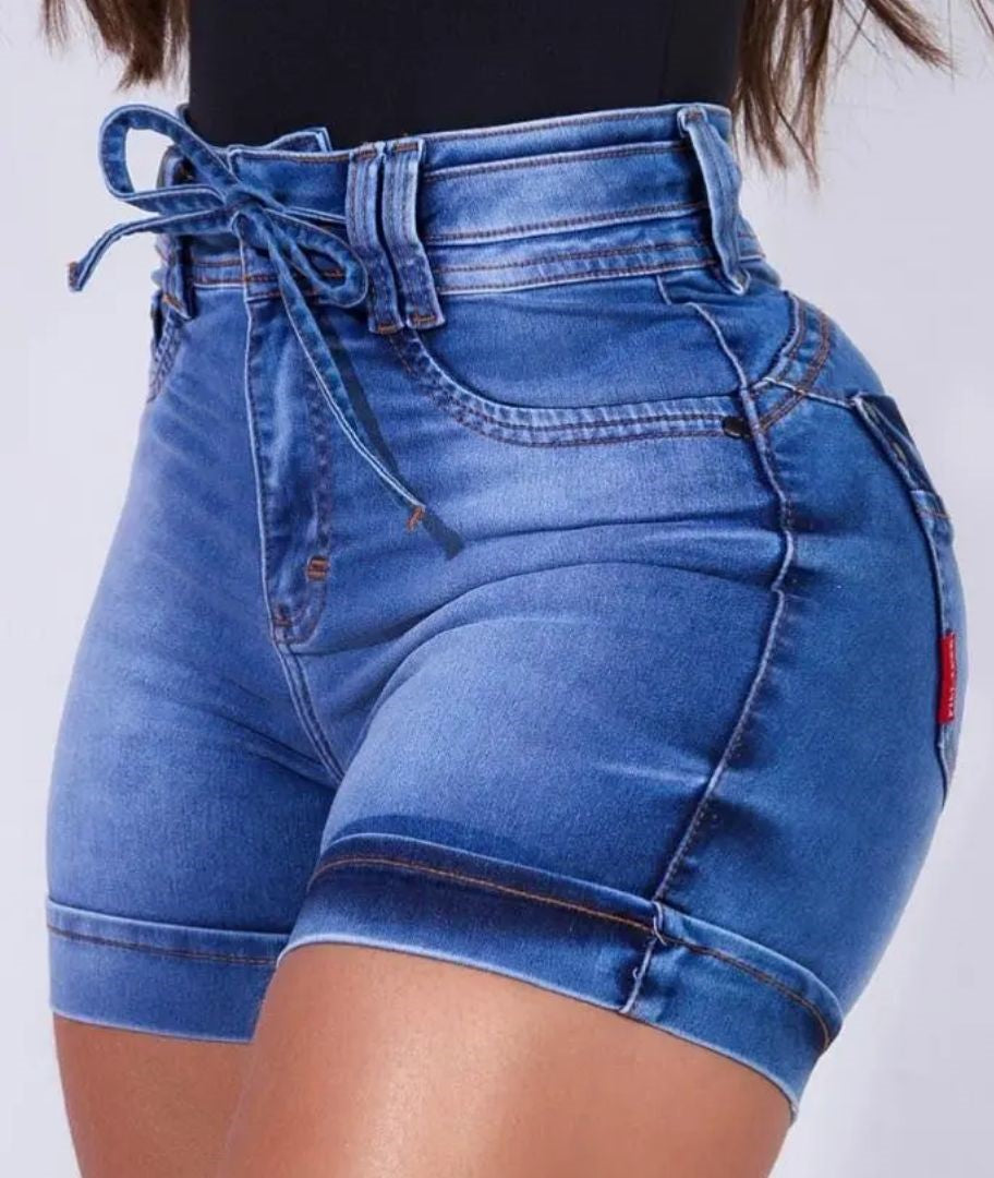 Skinny Jeans Short Hoge Taille voor Vrouw - Mode Vibes