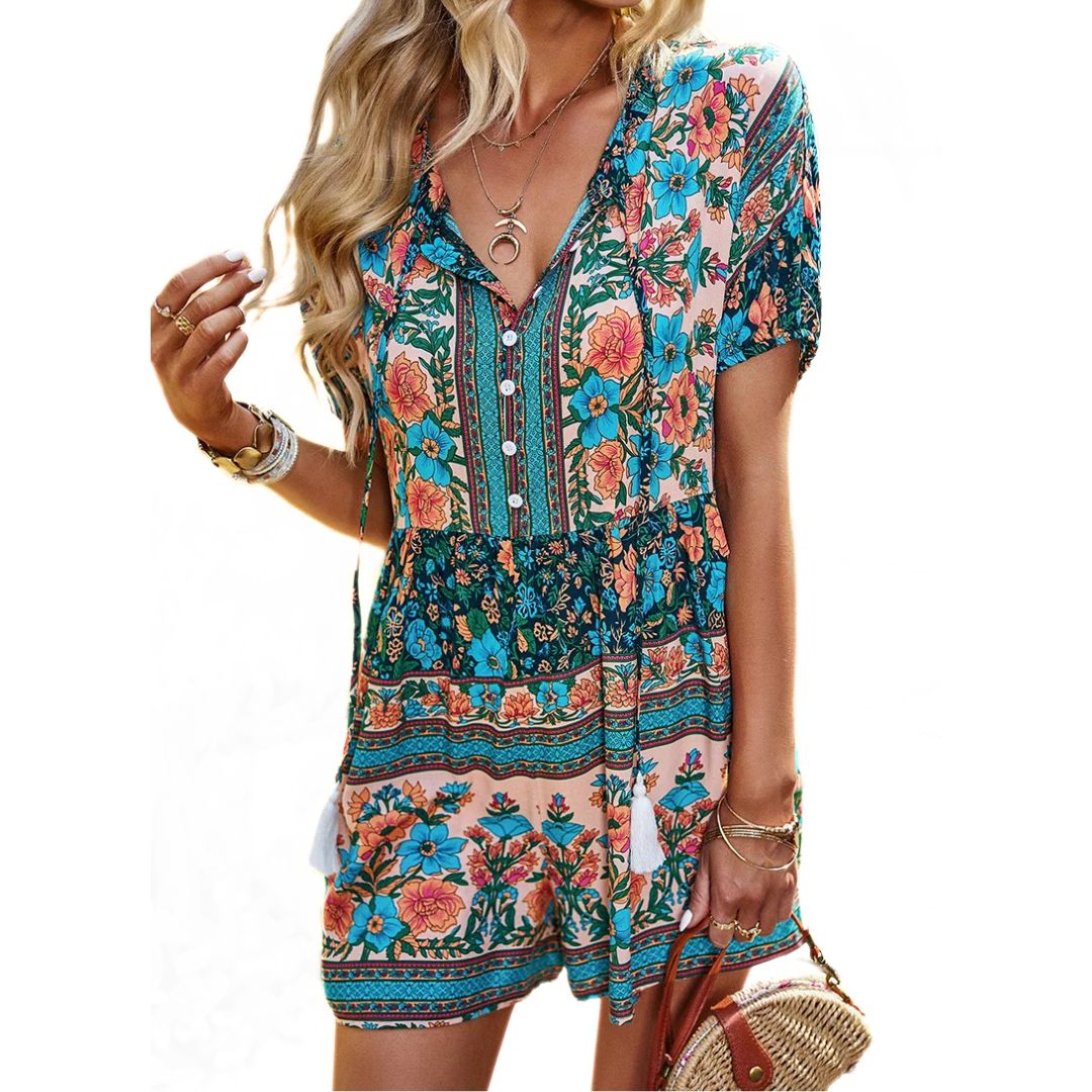 Vrouwelijke Playsuit Zomerjurk Comfortabel en Levendig