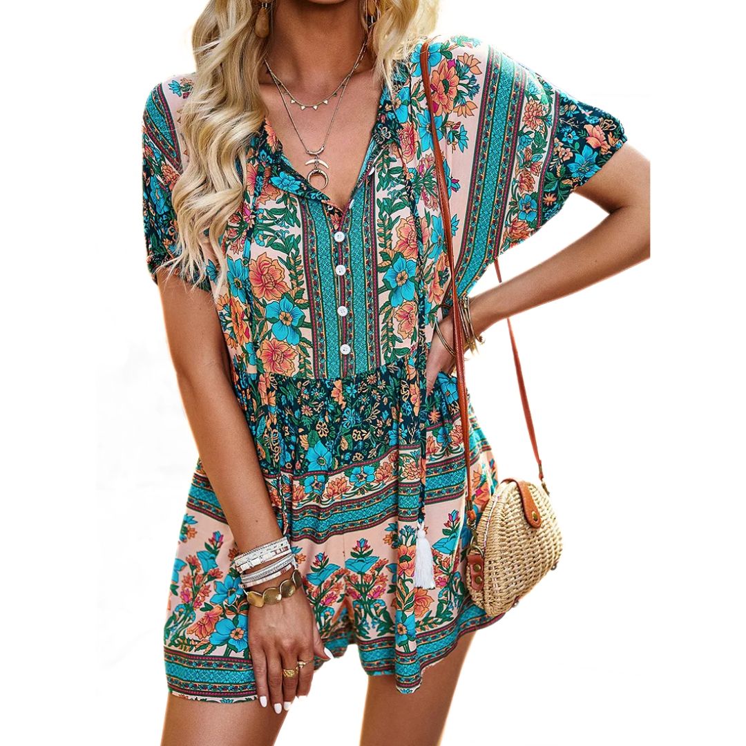 Vrouwelijke Playsuit Zomerjurk Comfortabel en Levendig