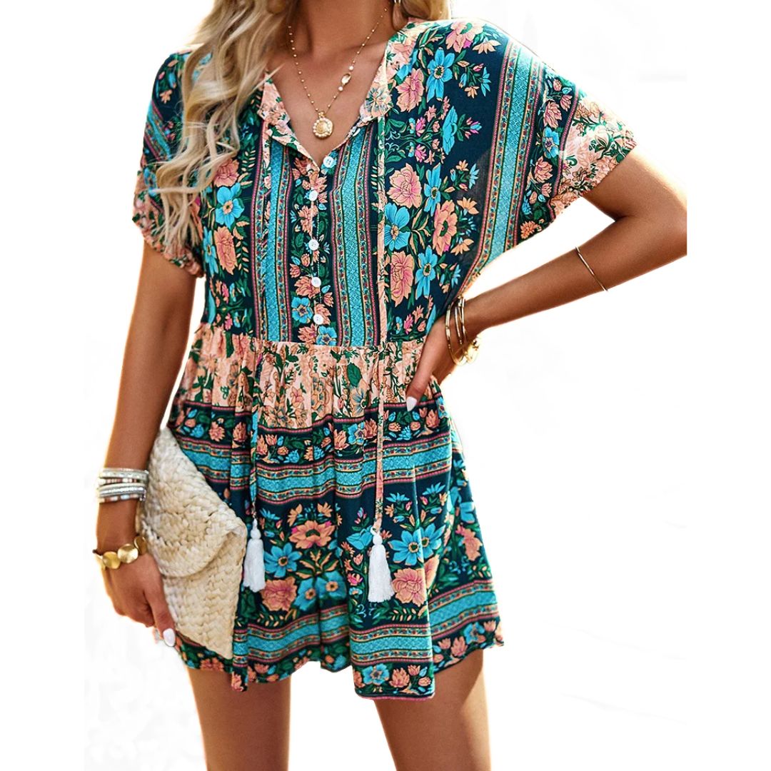 Vrouwelijke Playsuit Zomerjurk Comfortabel en Levendig