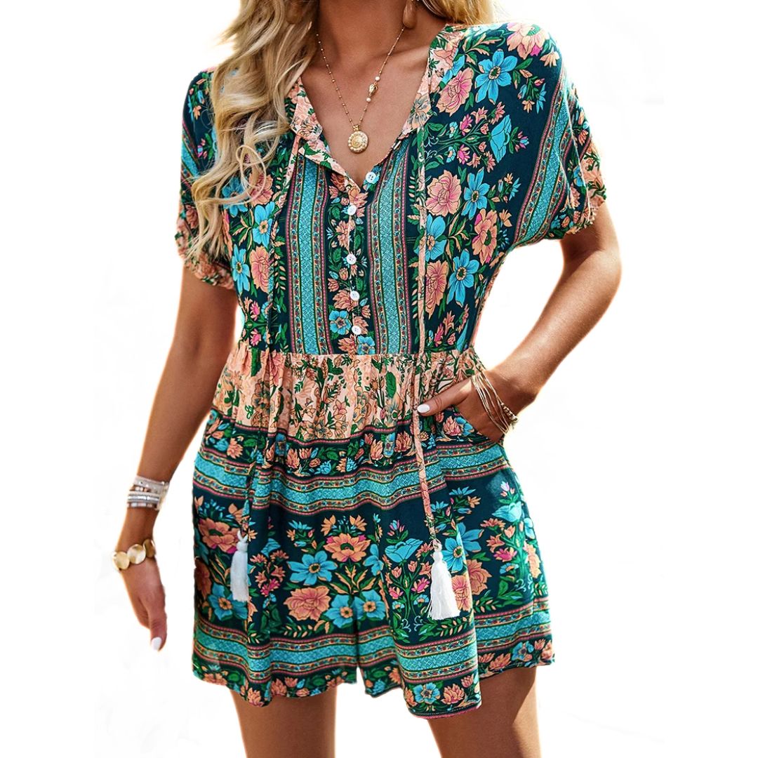 Vrouwelijke Playsuit Zomerjurk Comfortabel en Levendig