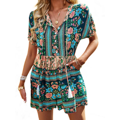 Vrouwelijke Playsuit Zomerjurk Comfortabel en Levendig