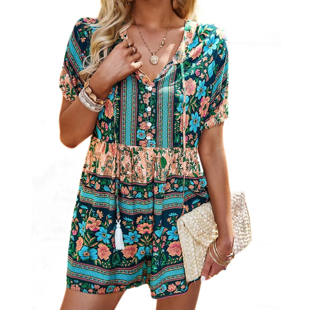 Vrouwelijke Playsuit Zomerjurk Comfortabel en Levendig