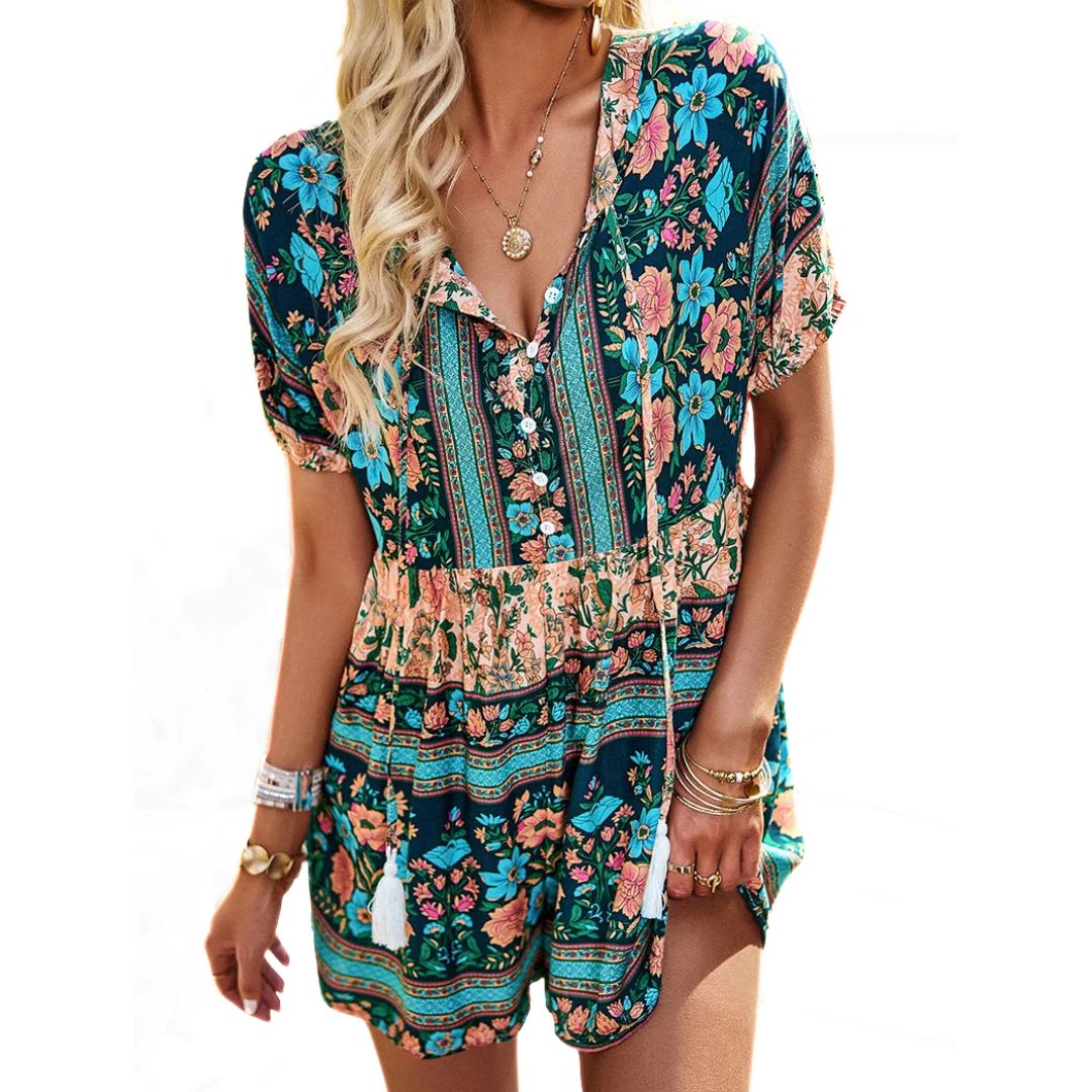 Vrouwelijke Playsuit Zomerjurk Comfortabel en Levendig