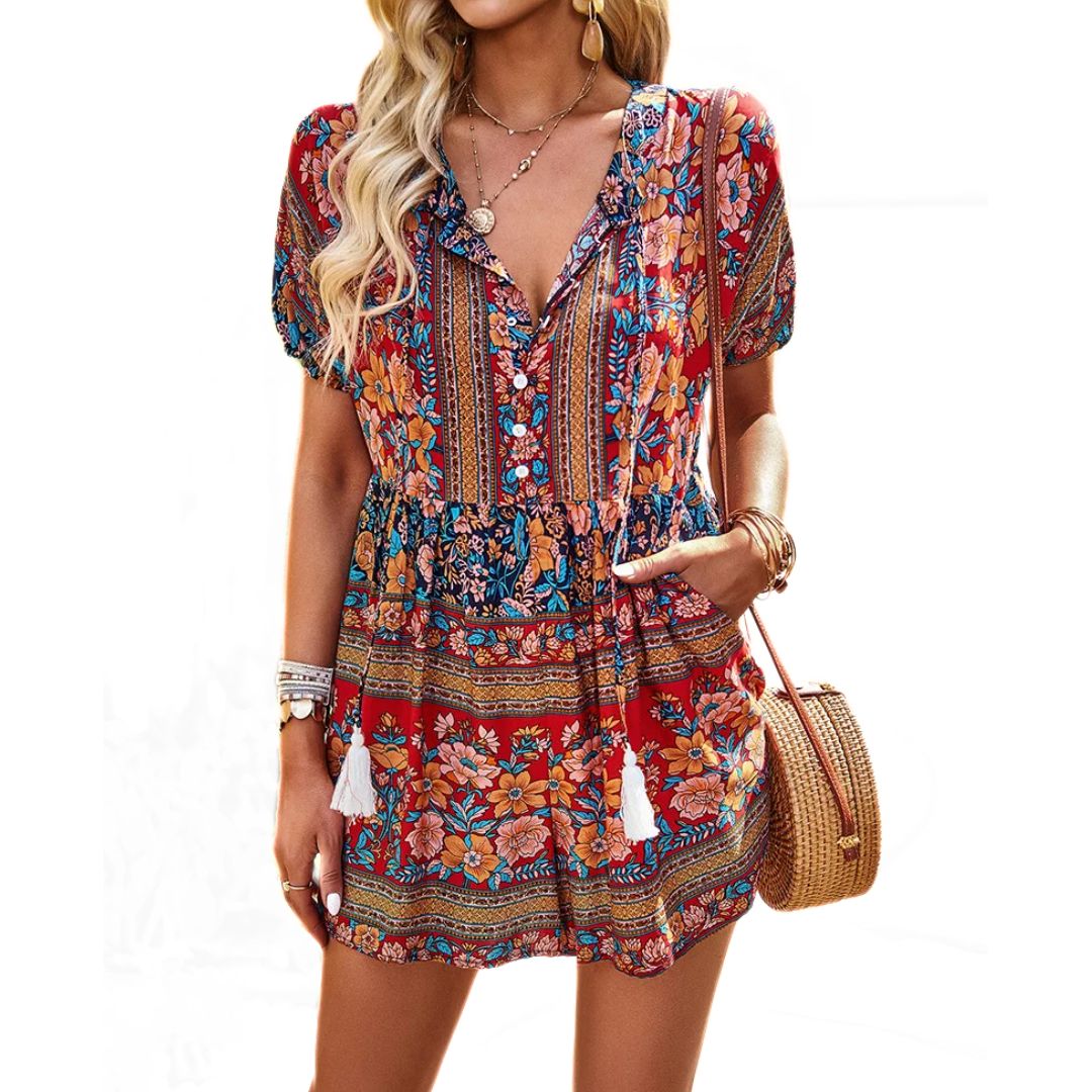 Vrouwelijke Playsuit Zomerjurk Comfortabel en Levendig