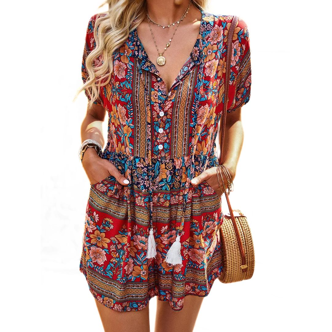 Vrouwelijke Playsuit Zomerjurk Comfortabel en Levendig