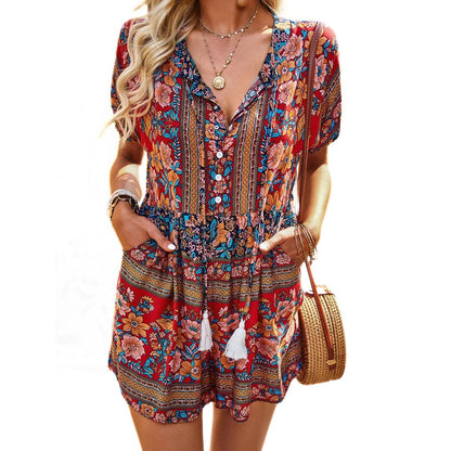 Vrouwelijke Playsuit Zomerjurk Comfortabel en Levendig