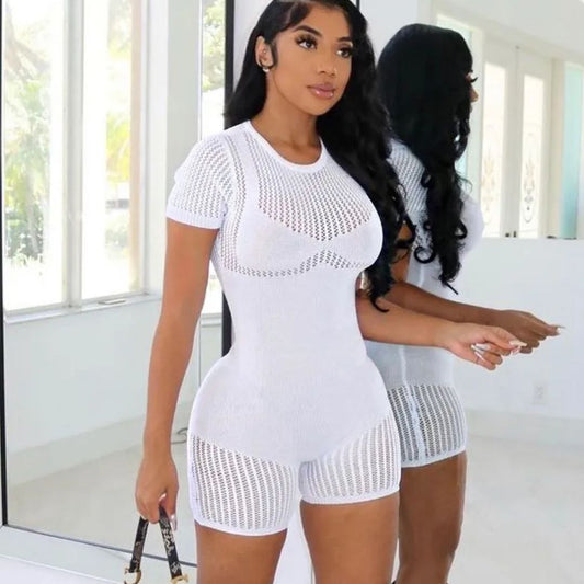 Vrouwelijke Playsuit Stijlvol Zomerjurk Met Korte Mouwen - Mode Vibes