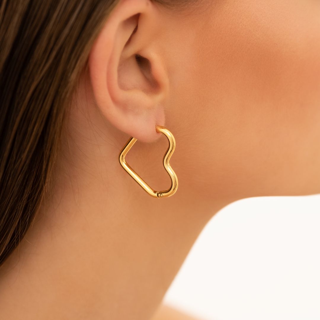 Hart Oorringen Goud Kleur Stijlvol Mode Accessoires