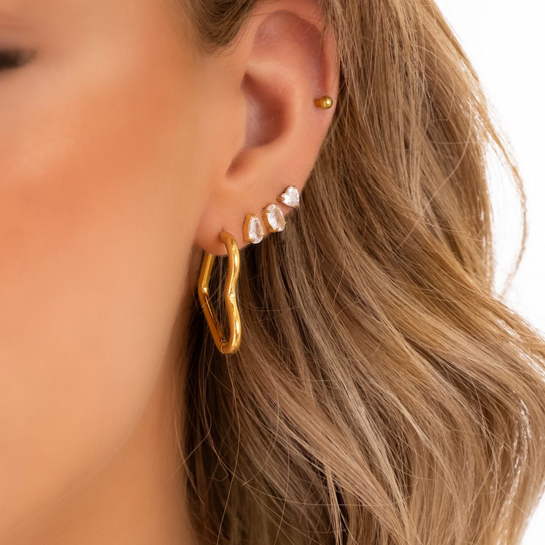 Hart Oorringen Goud Kleur Stijlvol Mode Accessoires