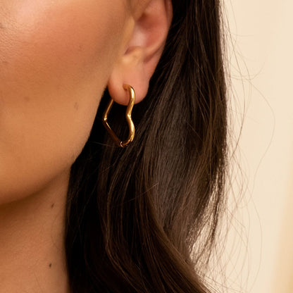 Hart Oorringen Goud Kleur Stijlvol Mode Accessoires