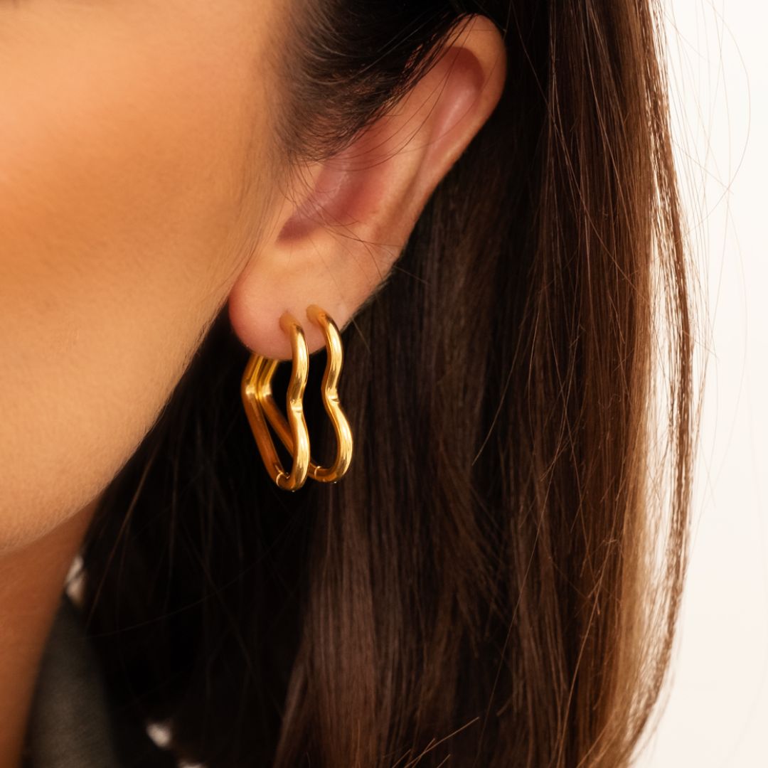 Hart Oorringen Goud Kleur Stijlvol Mode Accessoires