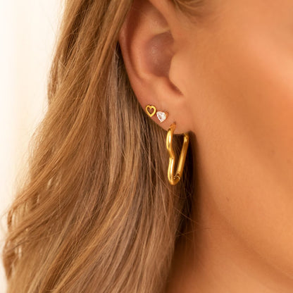 Hart Oorringen Goud Kleur Stijlvol Mode Accessoires
