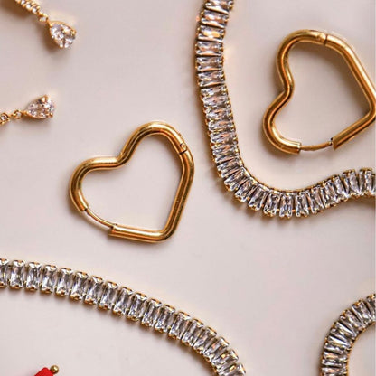 Hart Oorringen Goud Kleur Stijlvol Mode Accessoires
