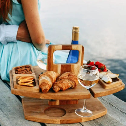 Opvouwbare Houten Wijntafel Draagbaar en Compact