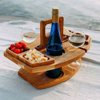 Opvouwbare Houten Wijntafel Draagbaar en Compact