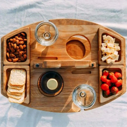 Opvouwbare Houten Wijntafel Draagbaar en Compact