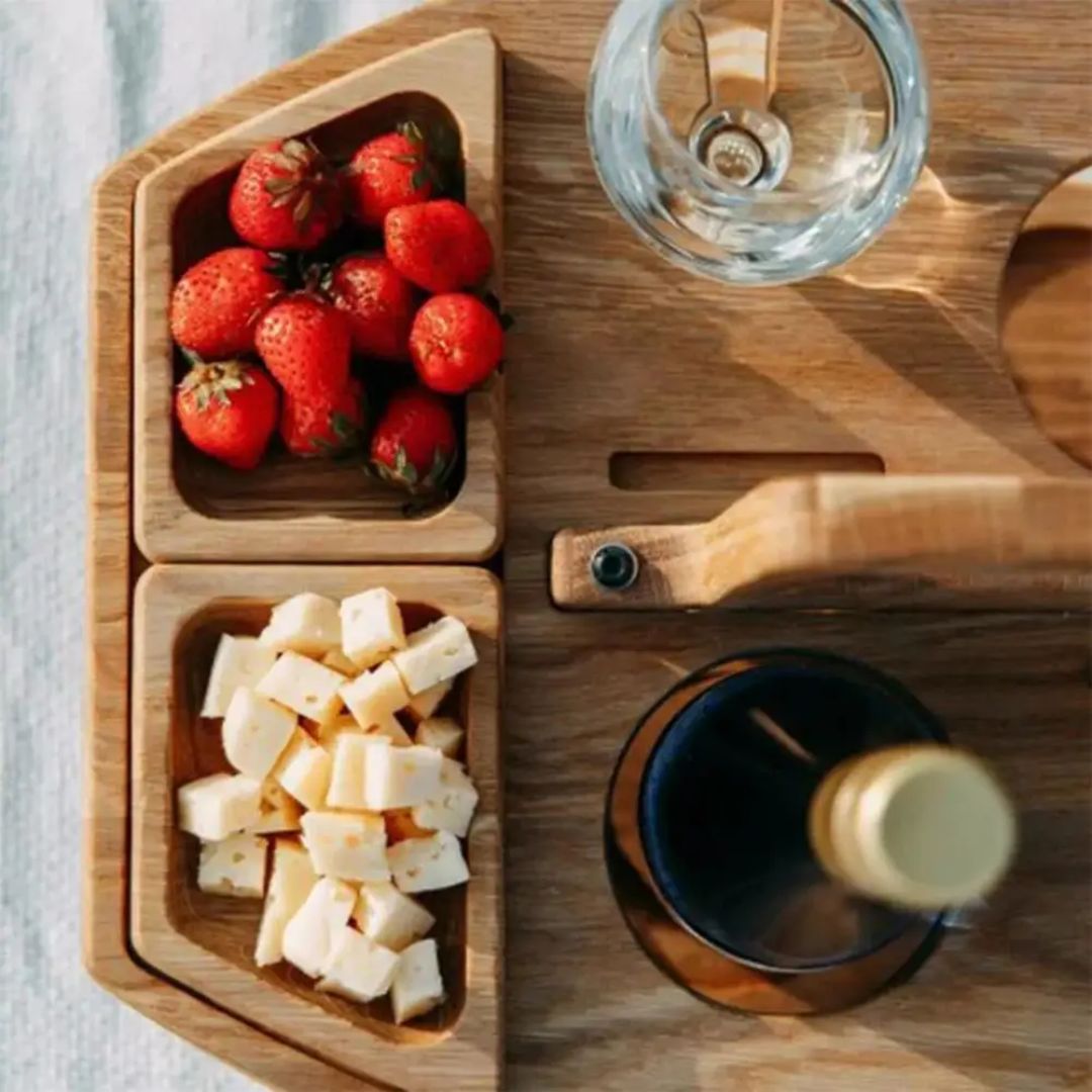 Opvouwbare Houten Wijntafel Draagbaar en Compact