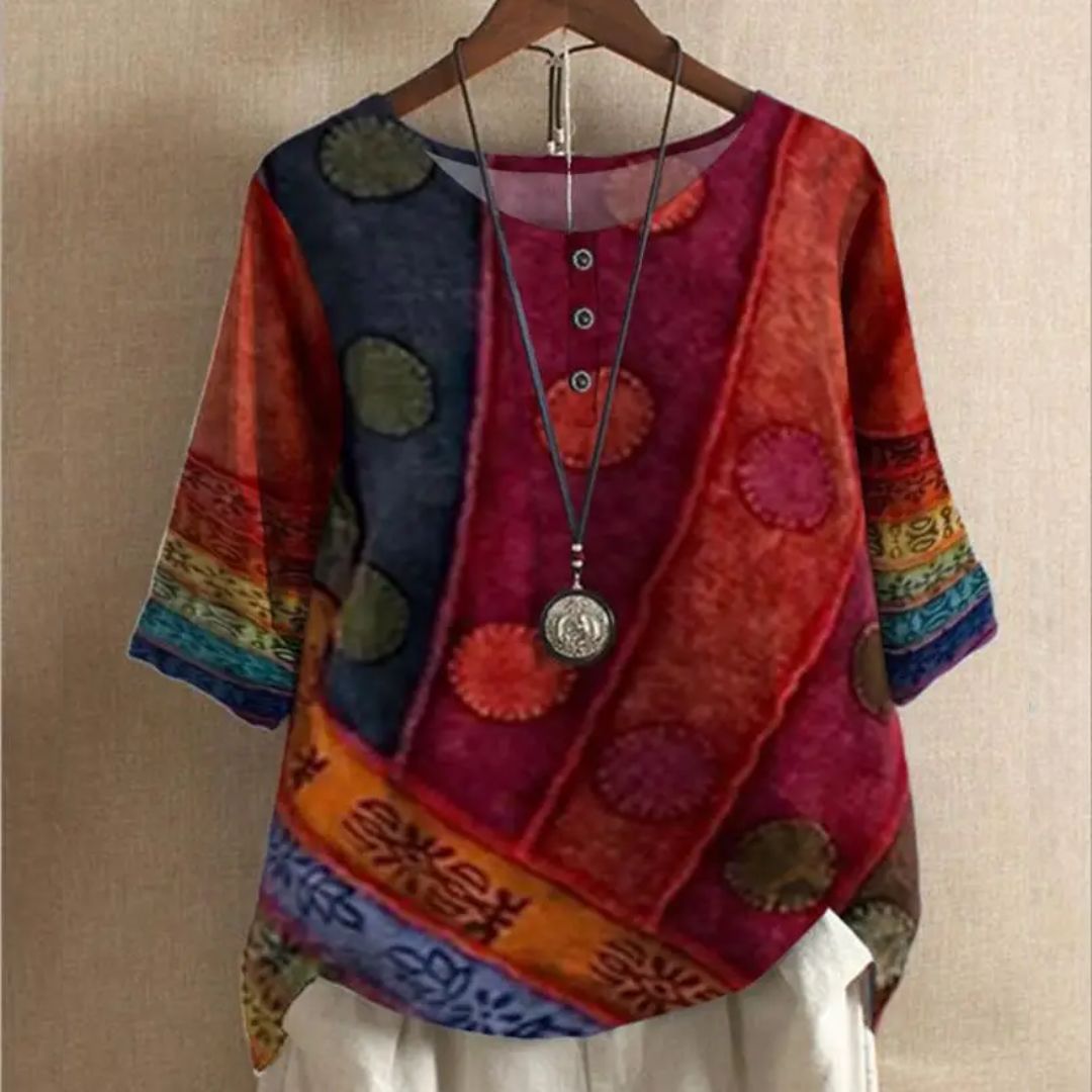 Vrouwelijke Thea Top Vintage Stijl Opvallende Look