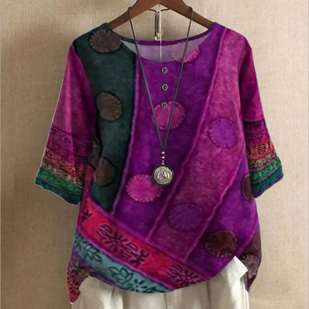 Vrouwelijke Thea Top Vintage Stijl Opvallende Look
