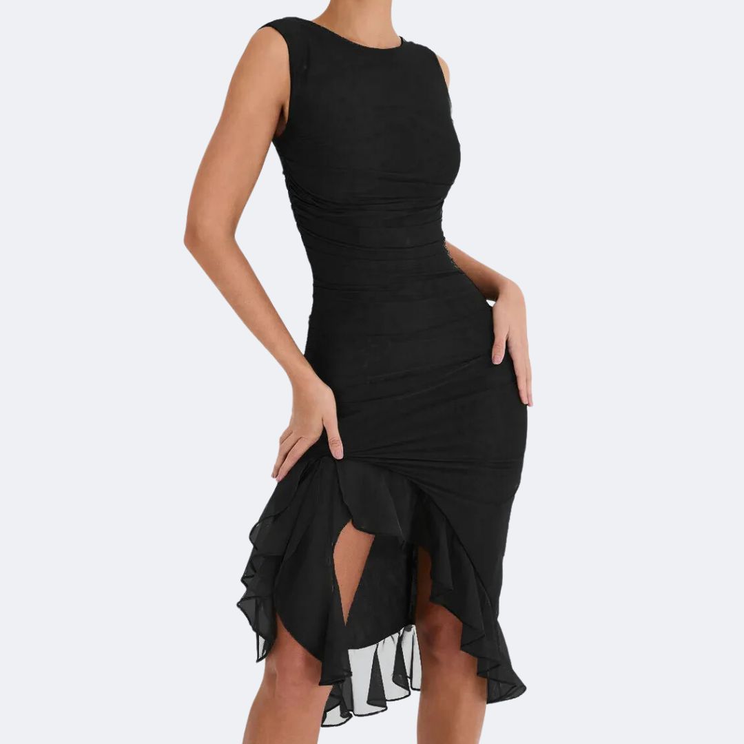 Midi Jurk Vrouw Stijlvol Veelzijdig Mode Jurk - Mode Vibes