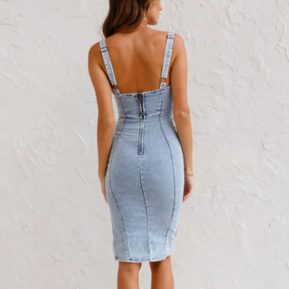 Blauwe Denim Jurk Stijlvol en Casual