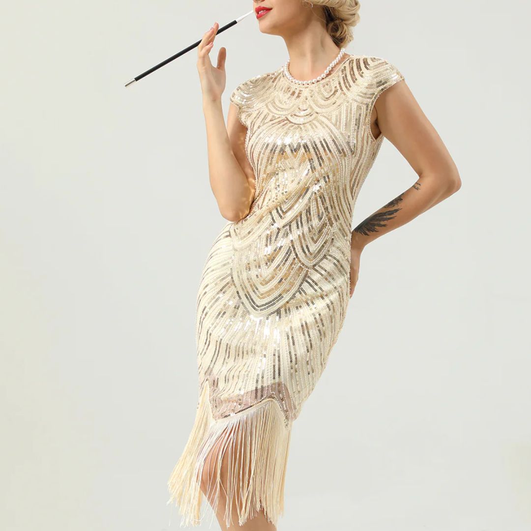 Glamoureuze Glitterjurk Gatsby Stijl Klassiek Feestjurk
