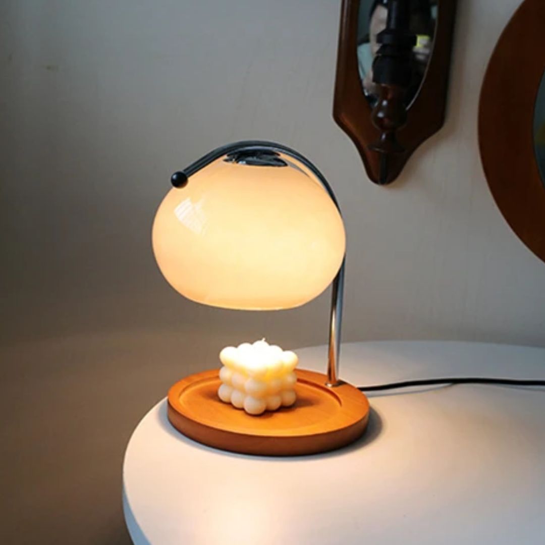 Retro Tafellamp Glazen Scherm Modern Design