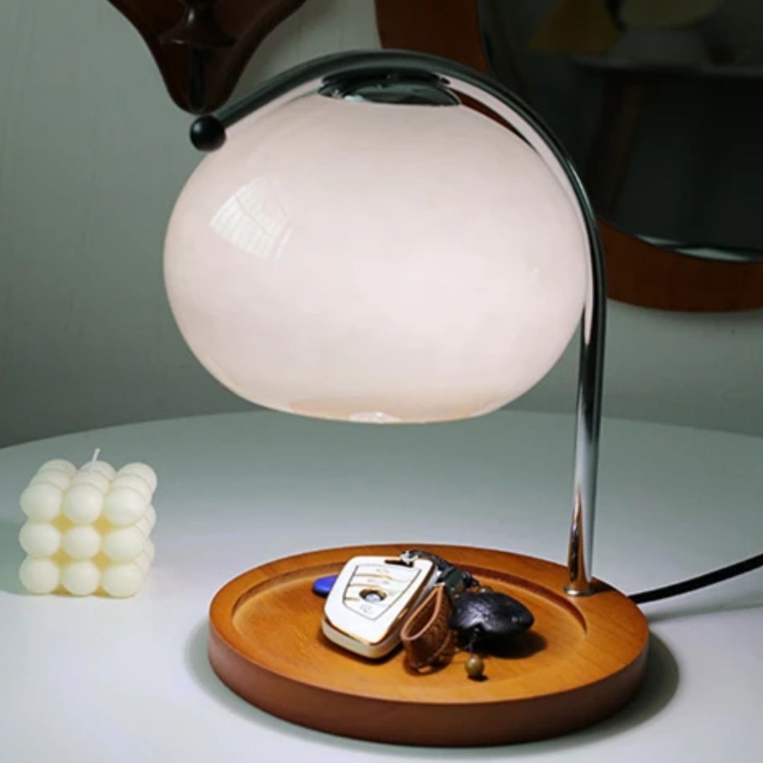 Retro Tafellamp Glazen Scherm Modern Design