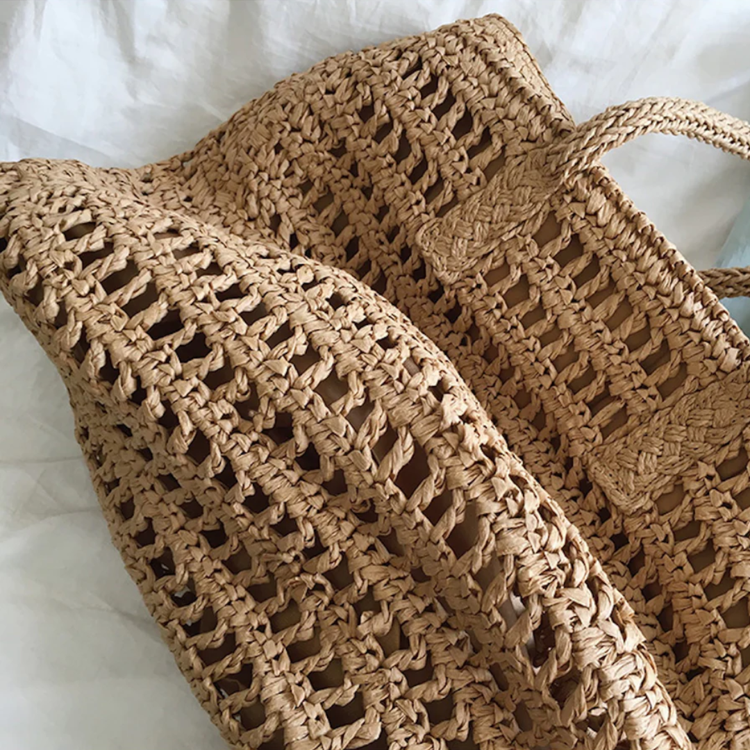 Leren Handtas voor Vrouw Grote Capaciteit Geweven Design
