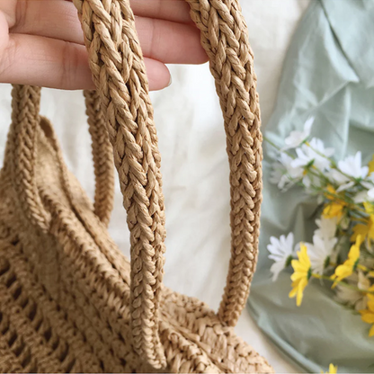 Leren Handtas voor Vrouw Grote Capaciteit Geweven Design