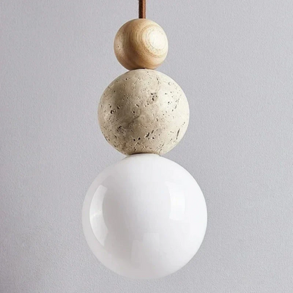 Hanglamp Travertijn en Mahonie Modern Design NaturaLuxe
