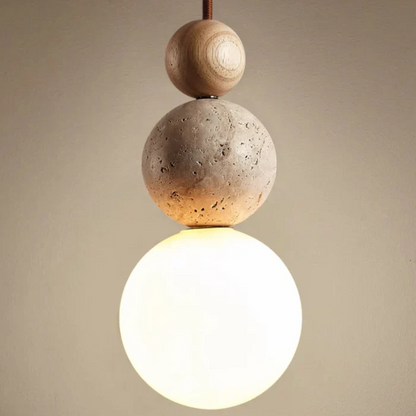 Hanglamp Travertijn en Mahonie Modern Design NaturaLuxe