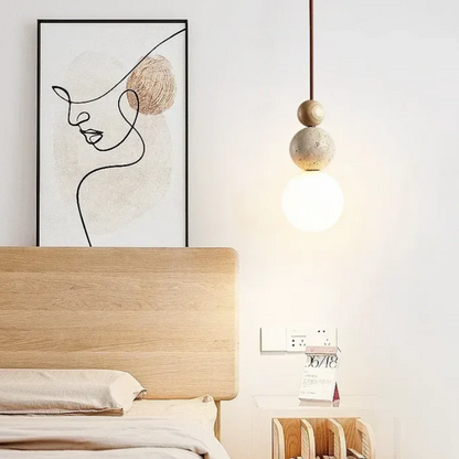 Hanglamp Travertijn en Mahonie Modern Design NaturaLuxe