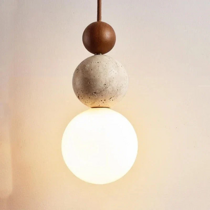 Hanglamp Travertijn en Mahonie Modern Design NaturaLuxe