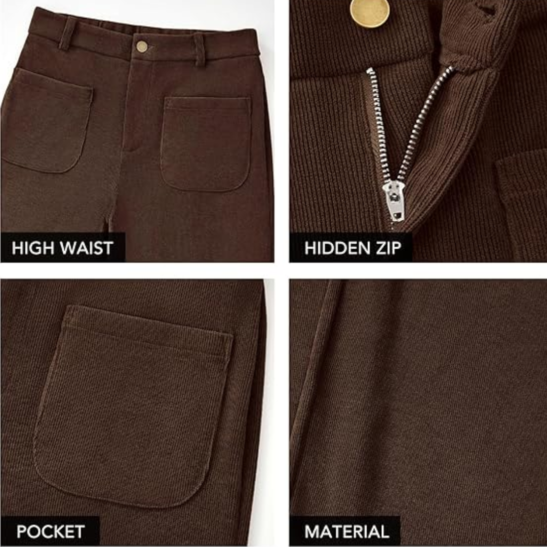 Wijde Palazzo Broek Hoge Taille met Zakken Comfortabel