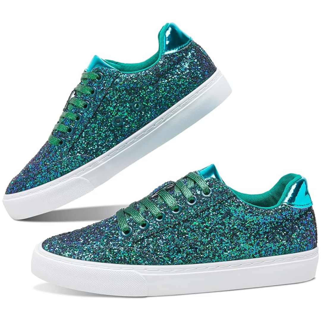 Vetersneakers Glitter Sparkly voor Vrouw