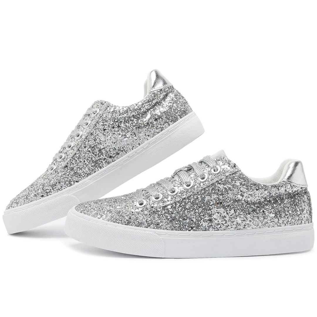 Vetersneakers Glitter Sparkly voor Vrouw