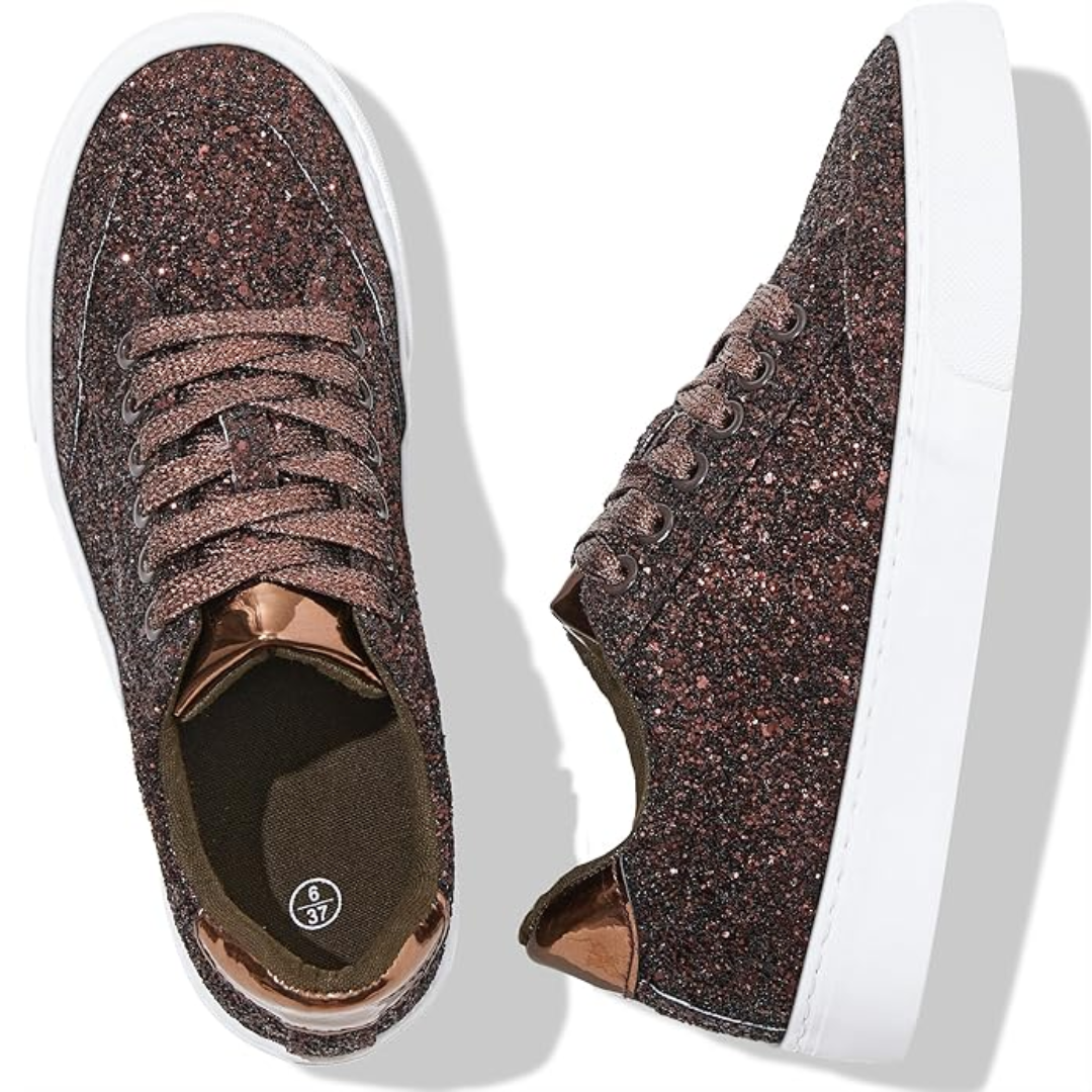 Vetersneakers Glitter Sparkly voor Vrouw