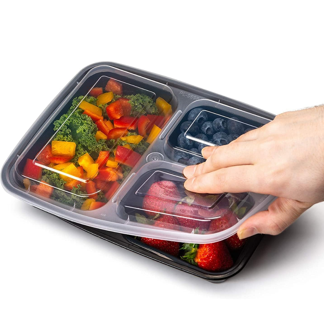 Maaltijdprep Dozen 3 Compartimenten 900ml met Deksel - 20 Stuks Bento Dozen Set
